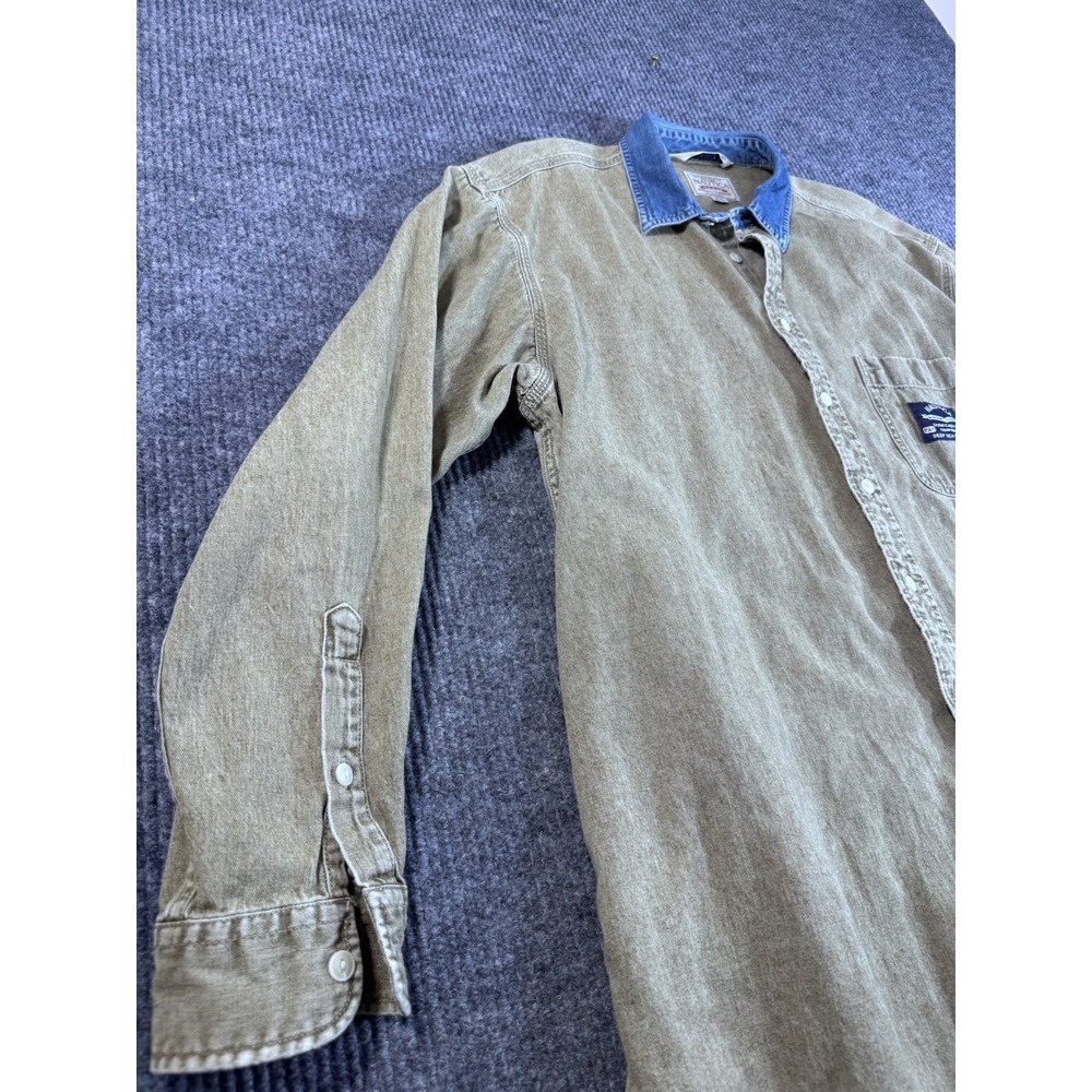 Nautica Denim Classic Fit Olive Blue Long Sleeve Button-Up Shirt XL Pocket - Picture 5 of 9